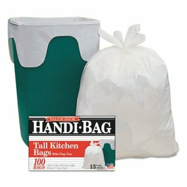 Webster Industries Handi-Bag, SUPER VALUE PACK, 13 GAL, 0.6 MIL, 23.75in X 28in, WHITE, 600PK HAB6FK100CT